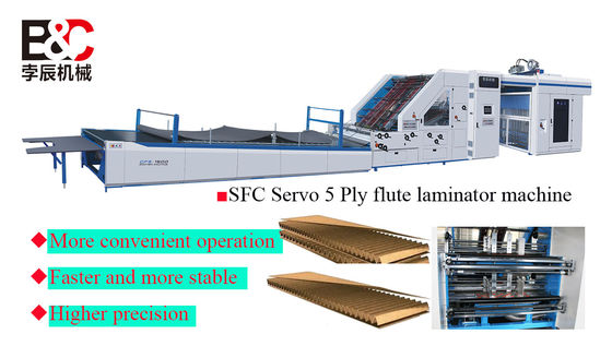 150m/Min 5 Ply Flute Laminator Otomatis Mesin Servo Penyesuaian